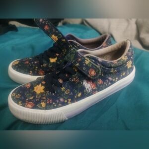 Kids Size 12 Ralph Lauren Polo Flowers Shoes Lace & Strap Sneakers